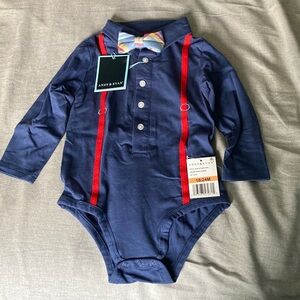 NWT Andy & Evan 18-24m boy onesie Bodysuit with bow tie, cute!